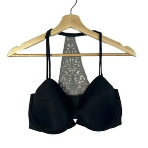 Victoria's Secret Black Lace Racerback Demi Bra 34DD